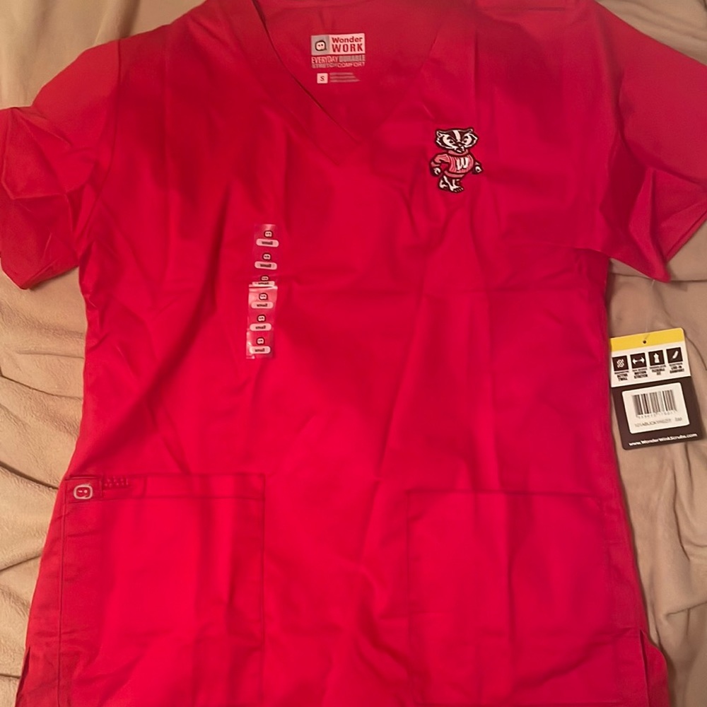 Brand New Bucky Badger Scrub Top